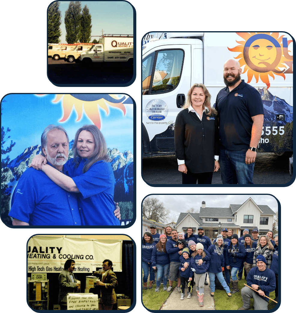Quality Heating & Cooling company history collage.